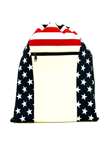 Patriotic Zipper Cinch Drawstring Backpack/Multipurpose Backpack