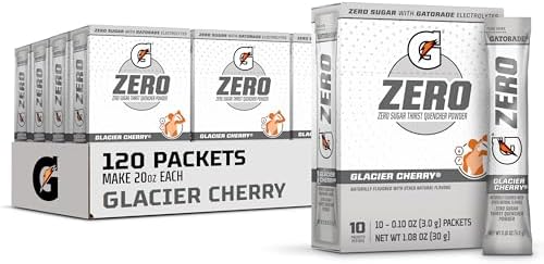 Gatorade G Zero Powder, Glacier Cherry, 0.10oz Packets (120 Pack)