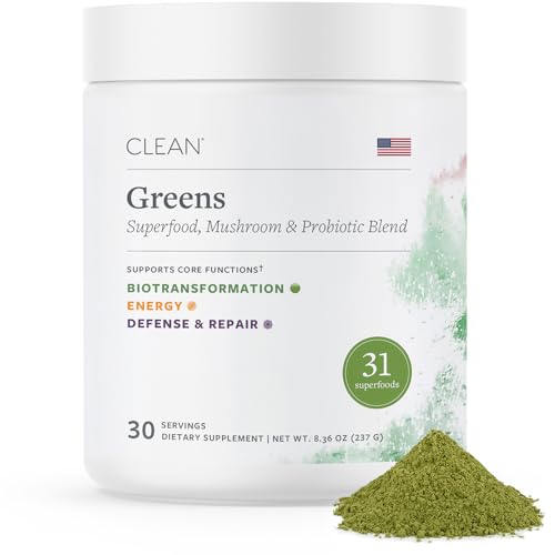 CLEAN Greens Superfood Powder, Probiotics & Adaptogens,…