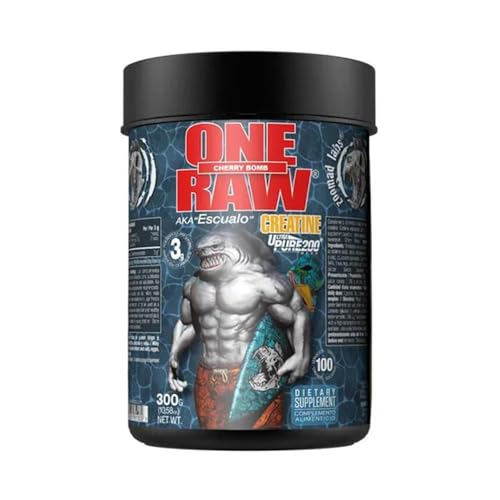 ZOOMAD LABS - One Raw Creatina Ultra Pure 200 Mesh, Polvos Pre y Post Entreno, Complemento aminoacidos, Suplemento Alimenticio para Deportistas en Polvo - 300 gr, Sabor Cherry Bomb