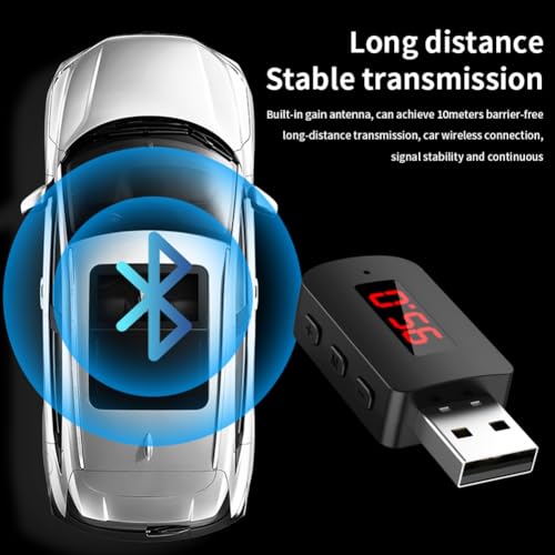 Malloy Voiture Bluetooth 5.4 Aadaptateur FM USB Émetteur Récepteur Appel Mains Affichage LED Automatique Audio Musique Récepteur sans – vue 4
