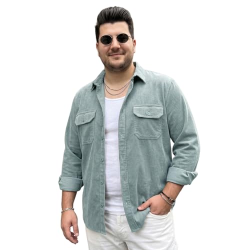 Image of Urbano Plus Men's Corduroy Full Sleeve Regular Fit Solid Overshirt with Utility Pockets