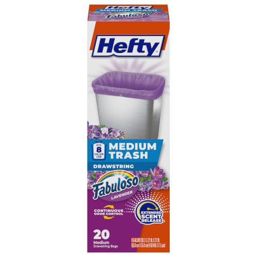Hefty 8 Gallon Medium Trash Bags, Purple, Fabuloso Lavender Scent, 20ct - image 1