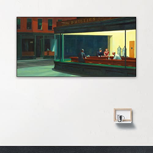 Zzpt Edward Hopper Nighthawks Print - Famous Painting Poster - Cool Wall Decor - Modern Canvas Wall Art For Living Room Office Unframed（12X24In/30X60Cm） #TOP4