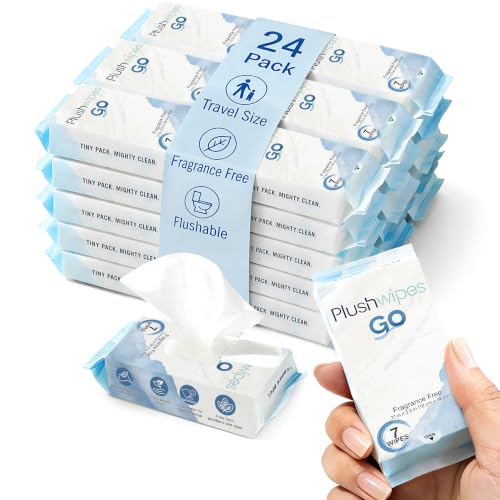 Image of Go Flushable Wipes Travel Packs, 24 Packs, Fragrance Free