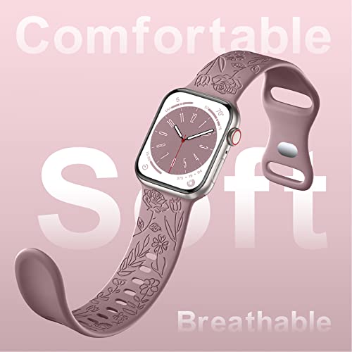 Mastten Floral Engraved Strap Compatible with Apple Watch Straps 44mm 45mm 46mm 49mm - Image 3