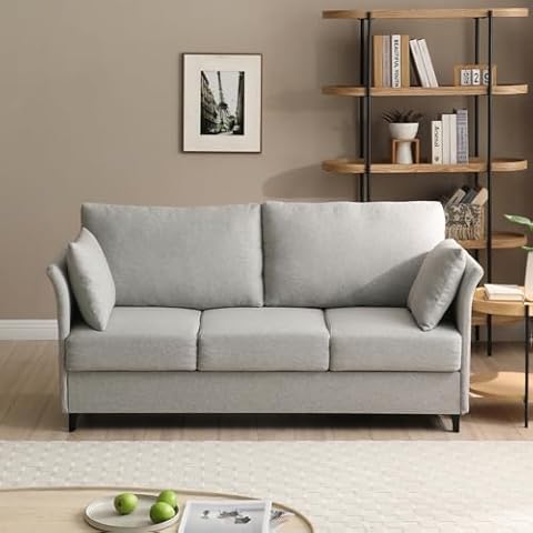 Asifom 65.35" W Deep 3 Seater Couch for Living Room, Mid Century Modern Sofa 3 Seat Couch Sofa, 3 Person Seater Fabric Couch Sofa Comfy Sofa Bed Couch Sleeper Sofa for Apartment Bedroom Cover