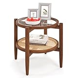 Table d'appoint à 2 niveaux de rangement et d'exposition : cette table ronde compacte offre un grand espace de rangement pour les magazines, la décoration, les collations et les tasses à café. Sa hauteur bien pensée assure un accès facile à vos objets essentiels, ce qui le rend parfait pour les moments de détente. Améliorez votre espace de vie avec cet ajout fonctionnel et élégant