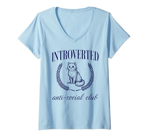 Femme Introverted Anti Social Club T-Shirt avec Col en V