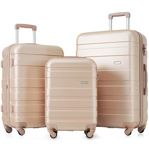 ABS Hardshell 3pcs Lightweight Suitcase Sets - New Model Expandable Luggage Sets with TSA Lock, Spinner Wheels - Hardside Clearance Luggage