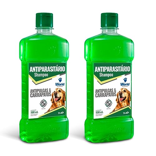 2 Shampoo Antiparasitário World Veterinária Antipulgas e Carrapatos para Cães