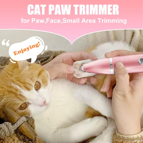 Image of Cat Grooming Clippers Kit with Paw Trimmer, 3 in 1 Electric Pet Hair Trimmer Supplies for Thick Matted Hair, Heavy Coat Butt Shaver Cat Razor Fur Trimmer for Dogs at Home (Pink)