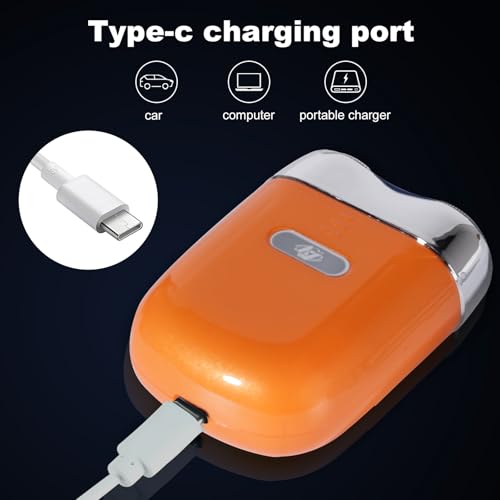 Image of Mini Electric Shaver - USB C Fast Charge Portable Small Shavers for Men | Women - Dual Head Pocket Shaver Washable Travel Electric Razor Powerful Wet & Dry Mini Razor - Easy One Button Use (Orange)