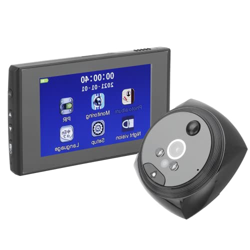 FUIK Campainha de vídeo, 135 graus de largura angular 4,3 polegadas visão noturna detecção de movime