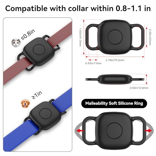 DDJ Waterproof Dog Collar Holder for Life360 Tile Mate Tracker, 2-Pack Durable Silicone Cover, Anti Lost for Life 360 Tile Tracker Case for Cat & pet Collars, Easy Installation, Lightweight, Black - image 5