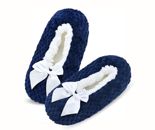 Image of Keyela Women Cozy Warm Slipper Socks, Non Slip Gripper Indoor House Socks | Soft warm cozy fabric, gripper anti-slip bottom for bedroom, lounge and all indoor daily use