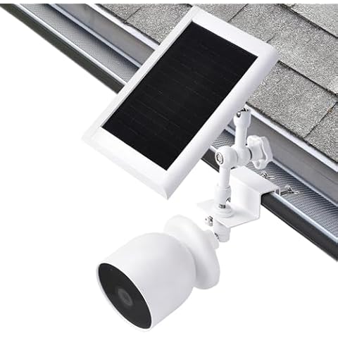 wochel 2-in-1 Gutter Mount for Google Nest Cam Outdoor (Battery) Camera and Solar Panel, 360° Adjustable Mounting Bracket for Solar Panel, Perfect View Angle and Easy to Install Cover