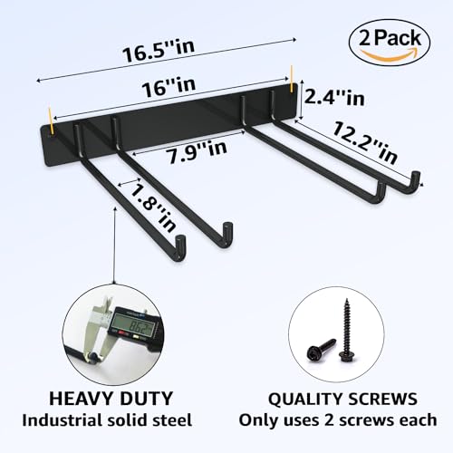 YYR Folding Chair Storage Rack, Garden Tool & Foldable Chairs Organizer Hangers for Garage Organization, Lawn, Beach, Camping, Yard Chairs Hooks Wall Mount, Soild Metal Max Load 240 LBS - 2 Pack by YYR - Image 3