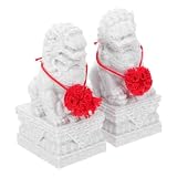 Construcción: hecha de plástico, esta figura está diseñada para durar, manteniendo sus intrincados detalles a lo largo del tiempo, decoración de león guardián de plástico, estatua de león chino de plástico