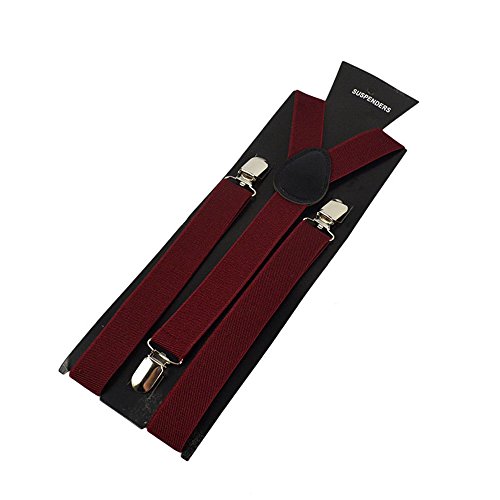 Szaerfa Hommes/Femmes Unisexe Adjustable Clip-on Bretelles Y-back Suspensions élastiques (vin rouge) Cover