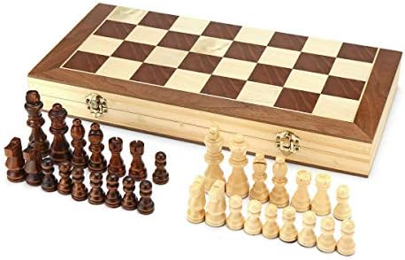 CMY Wooden Chess Set Magnetic Pieces Travel Chess Set For Kids Adults Folding Wooden Chess Set Chess Board Game Portable 30 x 30 cm