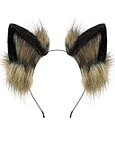 ZFKJERS Haarreif mit Fuchs-Wolfs-Katzenohren für Erwachsene, Cosplay-Kostüm-Haaraccessoire für Halloween (Khaki Schwarz)