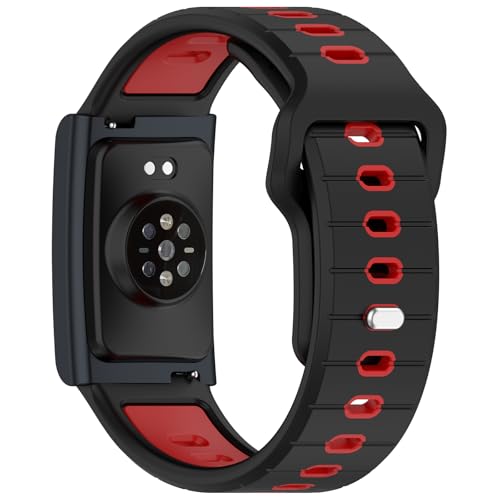 E ECSEM Compatible for Amazfit Helio Strap Bands, 22mm Two-Toned Silicone Breathable Replacement Quick-Release Wristband for Amazfit Helio Strap Fitness Tracker Women&Men (Red) by E ECSEM - Image 2
