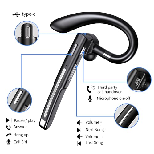 Hsility Bluetoth Earbuds with Mic for Office 270 Degree Rotatble Wireless Earbuds for Truck Driver by Hsility - Image 3