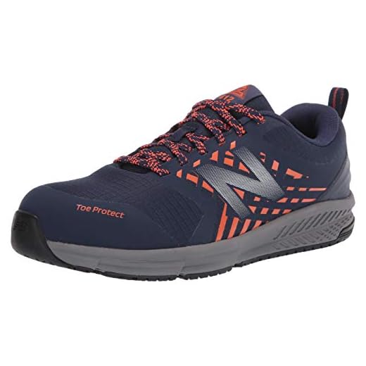 New Balance mens 412 V1 Esd Industrial Shoe, Team Navy/Team Orange, 11.5 Wide US