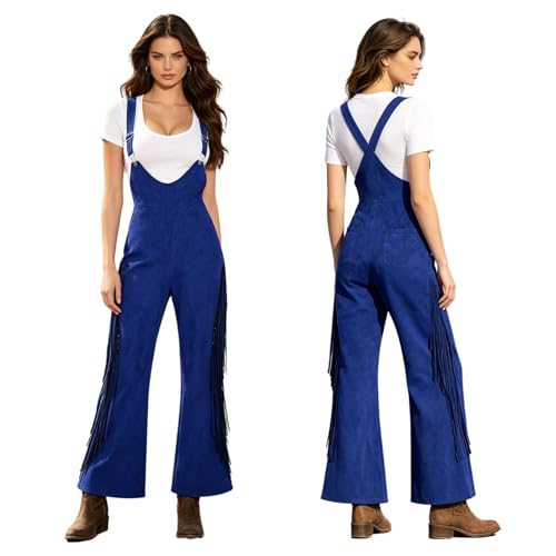 Combinaison cargo femme daim combinaison de travail vintage cowgirl à franges