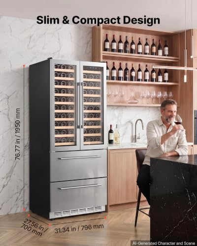 Image of VEVOR 30in Wine Fridge Beer Cooler Refrigerator 120 Bottle 234 Can Capacity