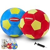 OFOZOVEY 2 Pack Indoor Soccer Ball Size 4,Kids Soccer Ball Padded for Inside Your Home,Soft and Safe Foam Ball for Toddlers,Size 4 Soccer Balls Includes Pump and net,Best Gift for Boys and Girls
