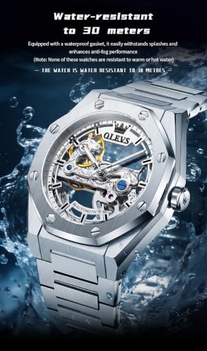 Image of OLEVS Automatic Watch for Men Self Winding Mechanical Luxury Business Stainless Steel Multi Calendar Waterproof Luminous Wrist Watches