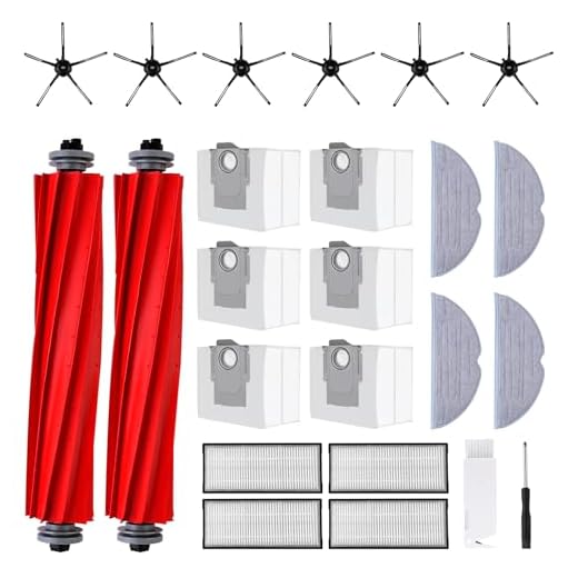 Pacote com 22 peças de reposição S7 compatíveis com aspirador de pó robô Xiaomi Roborock S7 S7 Plus S7 MaxV Plus T7 T7S, 2 escovas de rolo, 6 escovas laterais, 4 filtros, 4 esfregões, 6 sacos de