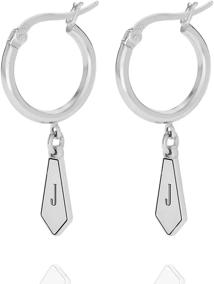 MYKA - Personalized Gia Drop Initial Earrings- Cubic Zirconia Birthstone Option - Custom Jewelry for Her, Mom, Women - Dainty Gift for Mother's Day, Christmas (Huggies: Sterling Silver, No Gemstone)