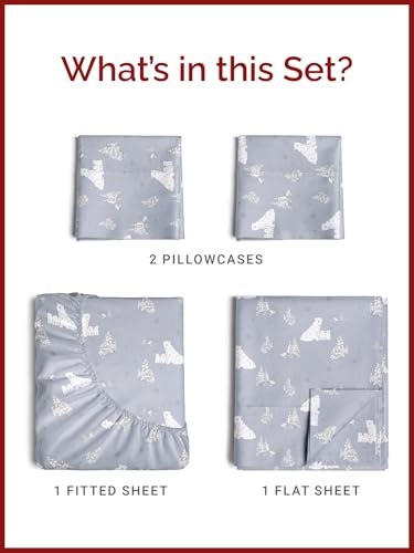 Full Polar Bears Sheet Set - Holiday Xmas Pattern Bedding Set - Deep Pockets - Snug Fit - 4PC - Wrinkle Free & Easy Care - Comfy, Cozy Festive Winter - Holiday Sheets for Women, Men, Kids & Teens