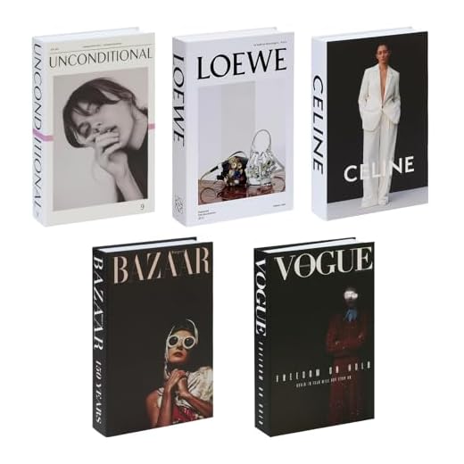 Juego de 5 Libros Decorativos Falsos - Libros de Cartón Duro para Decoración del Hogar - Libros de Exhibición para Mesa de Centro, Estantería u Oficina - Estilo Moderno y Sofisticado (Sin Páginas) (B)