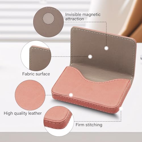 RFID Blocking Wallet - Minimalist Leather Business Credit Card Holder (Orange Pink)