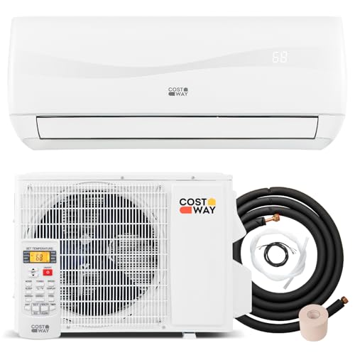 COSTWAY 9000BTU Mini Split Air Conditioner& Heater, 19 SEER2 115V Wall-Mounted Ductless AC Unit Cools Rooms up to 450 Sq. Ft, Energy Efficient Inverter AC with Heat Pump (Blast Series)