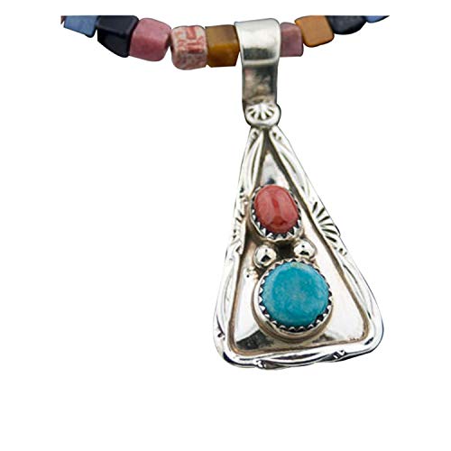 Native-Bay $500Tag Certified Silver Navajo Spiny, Multicolor Stones Turquoise Necklace & Pendant 390647431918 Made By Loma Siiva