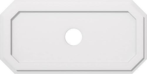 Miniatura 123 de Ekena Millwork CMP36X18ED-03000 Medallones de techo de uretano contemporáneo de PVC de grado arquitectónico Emerald 36"W x 18"H x 3"ID x 12 1/2"C x