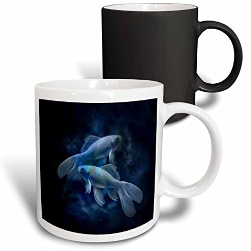 3dRose Blue Pisces Sign For February & March 11oz Magic Transforming Mug