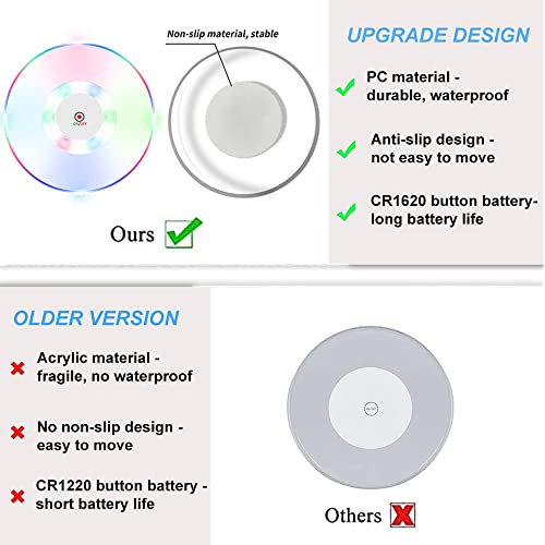 6 PCS LED Drink Coasters, Ultra-Thin Acrylic Non-Slip Waterproof Transparent LED Cocktail Coasters w/ 6 PCS Extra Batteries for Club Bar Wedding Party Decor (Color) by KEROVI - Image 6