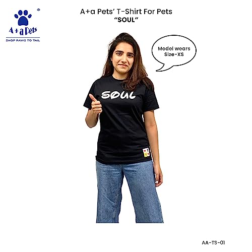 Image of A+a Pets' Graphic Printed T-Shirt Unisex | for Dog Cat Lovers | Casual Half Sleeve Round Neck T-Shirt | 100% Cotton (Soul)
