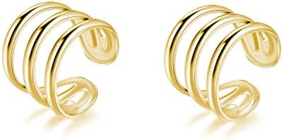 925 Sterling Silver Multi Circles Cuff Earrings for Women Teens Clip Ons Earrings Cartilage Earrings