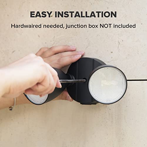 Ume 2-Packs 6222B 2500 Lumen 32 Watt 28 Led Dual-Head Floodlight Outdoor, Full Metal Design, Waterproof Exterior Security Wall Light 5000K For Patio, Garden, Yard-Black #TOP6