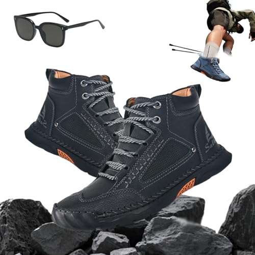 Sawbehind Mens Boots for Hiking, Saw Behind Men's Comfortable Handmade Leather Boots – Waterproof, Arch Support, Pressure Relief, Spacious Toe Box Outdoor Leather Footwear Shoes