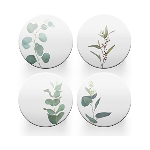 Set of 4 Sage Green Leaf Coasters Cover