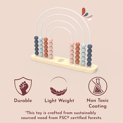 Image of Speedy Monkey Wooden Roller Abacus Toy, Colorful Beads, Develops Hand-Eye Coordination, Color Recognition & Creativity, Smooth Sliding on Stainless Steel Rods, Non-Toxic Paint, Ideal for Kids | colorful sliding beads, roller abacus, wooden bead maze, montessori toys, color recognition, hand-eye coordination, creative
