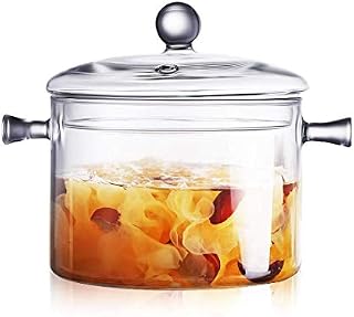 Glass Saucepan with Cover, 1.5L/50 FL OZ Heat-resistant Glass Stovetop Pot and Pan